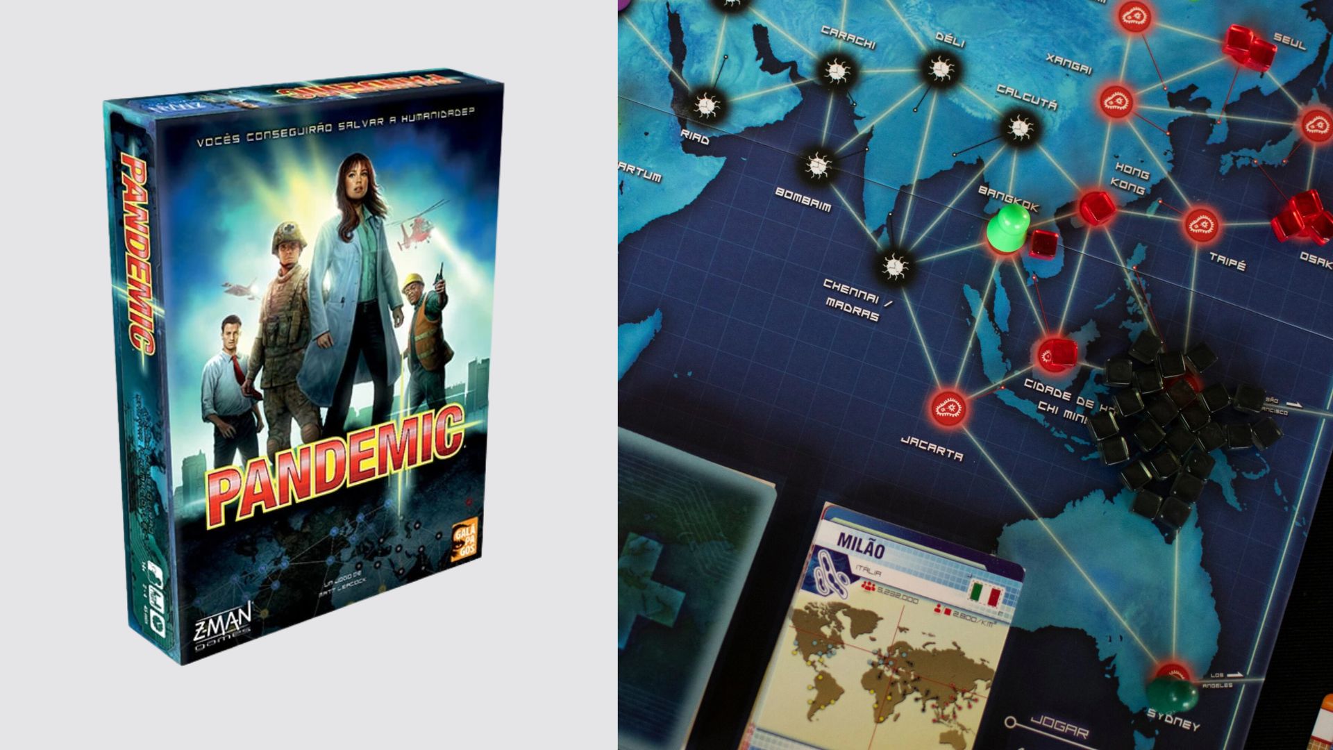 O jogo cooperativo Pandemic sai por R$259,49