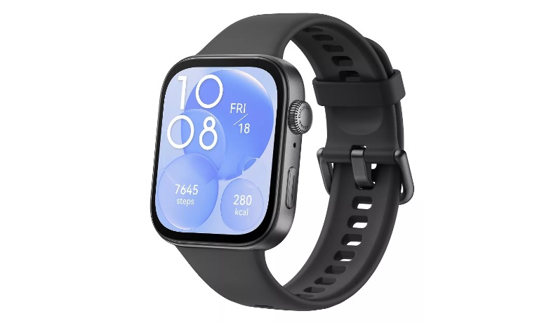 Oo smartwatch Watch Fit 3 na cor preta, com pulseira de fluoroelastómero sai por R$779,40