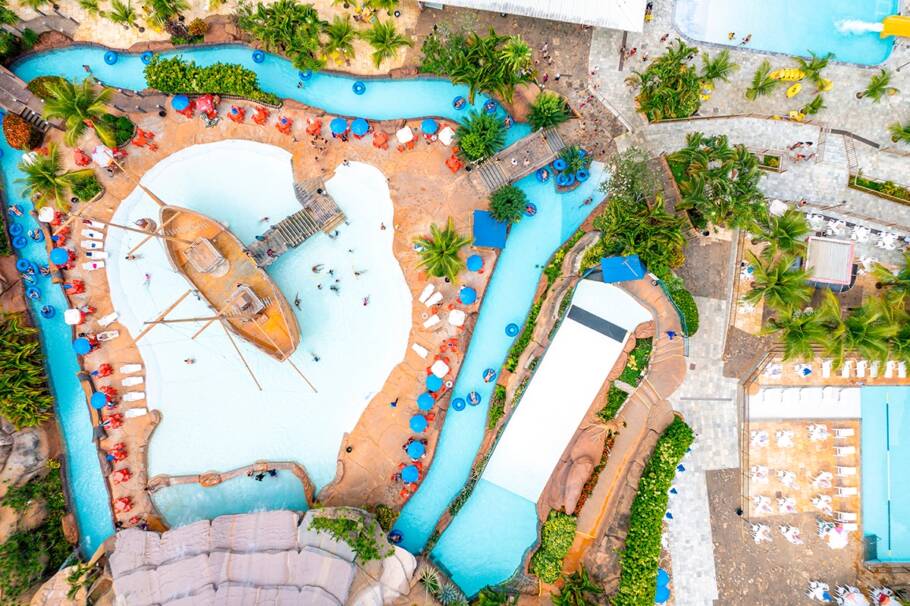 Vista do parque aquático diRoma Acqua Park, em Caldas Novas