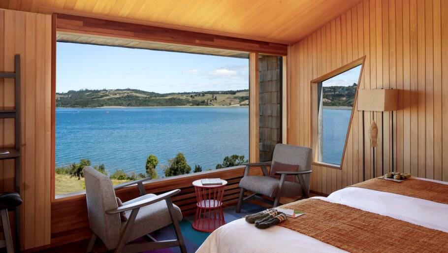 Vista de uma dos quartos do hotel Tierra Chiloé