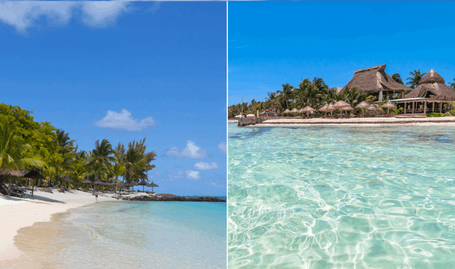 À esquerda Cozumel, à direita Isla Mujeres