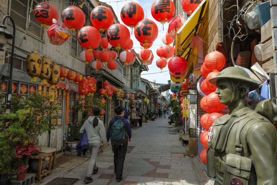 Rua em Tainan, destino alternativo a Taiwan