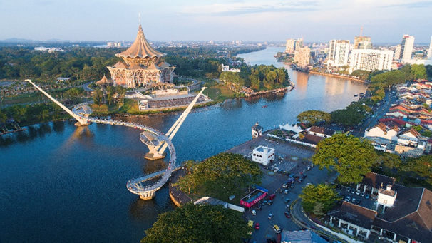 Vista panorâmica da cidade de Kuching