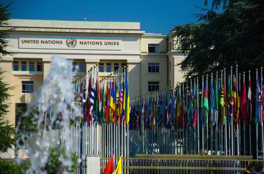 Genebra, Suíça – 14 de setembro de 2017: Palácio das Nações – sede das Nações Unidas em Genebra, Suíça