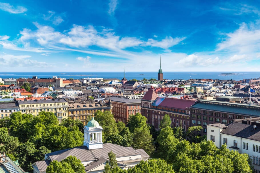 Vista panorâmica da cidade de Helsinki, na Finlândia