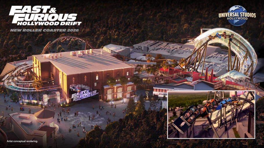 Concepção artística mostra como será a montanha-russa de "Velozes&Furiosos", no Universal Studios Hollywood