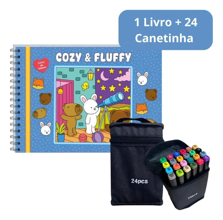 Livro de colorir Cozy e Fluffy por R$59,75 (54% OFF)