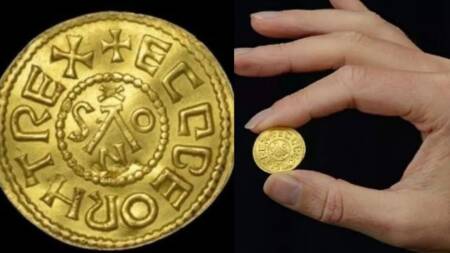 Imagens da moeda encontrada através do detector de metais