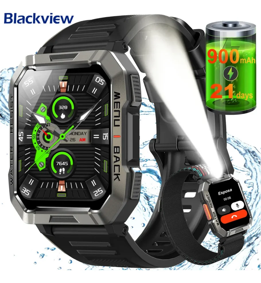 Smartwatch Blackview Lanterna Bluetooth Militar por R$279,99