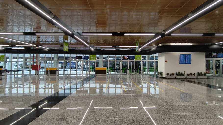 A nova área de embarque remoto do aeroporto de Congonhas, na zona sul de São Paulo