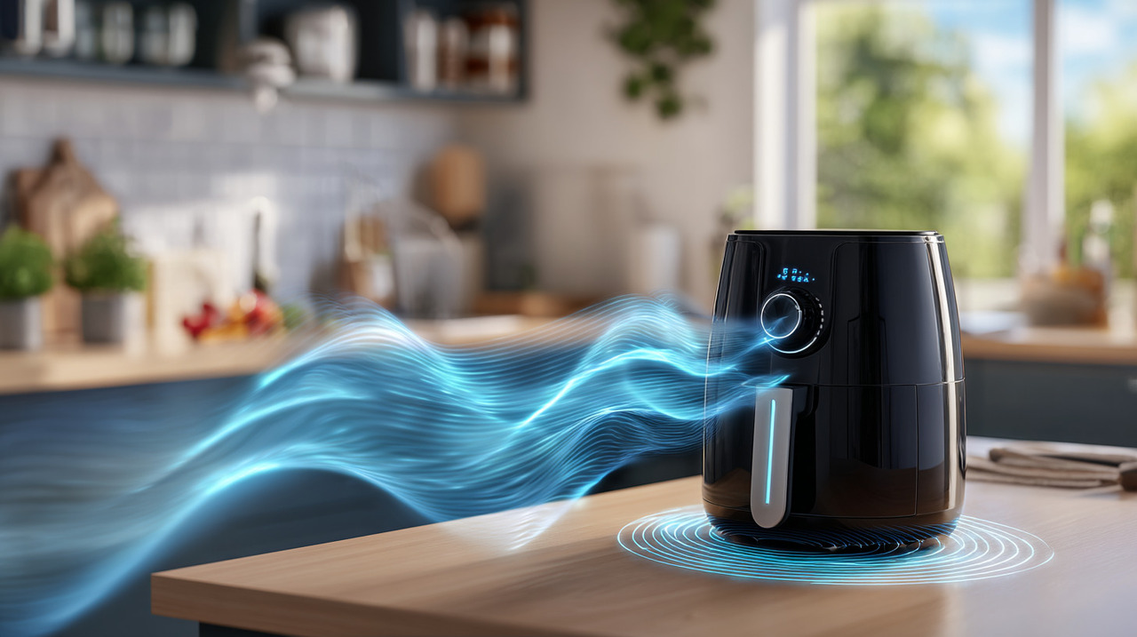O funcionamento interno da airfryer demanda a circulação de ar aquecido