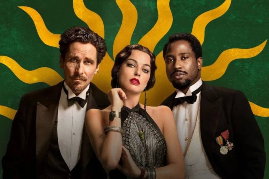 Capa da série "Amsterdam" com os três protagonistas em frente a um fundo verde com sol amarelo