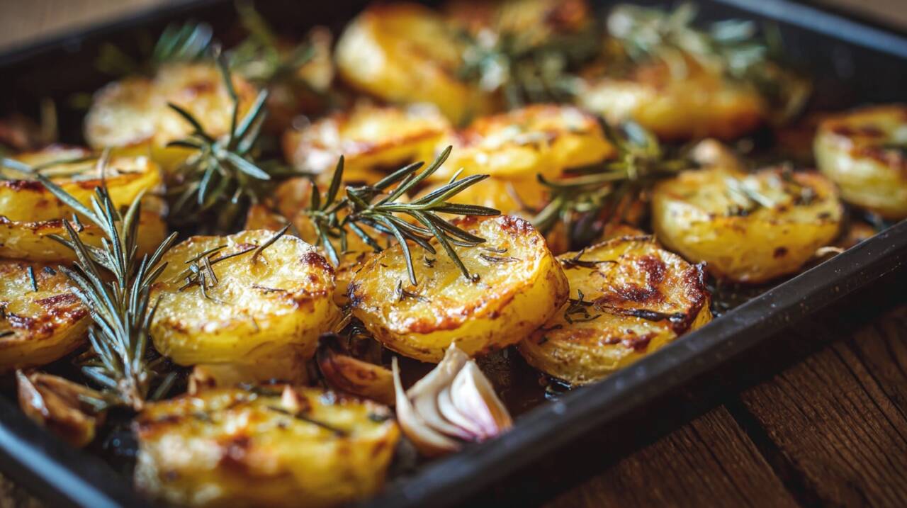 Dispor as fatias de batata em uma assadeira é o primeiro passo para garantir que elas assem uniformemente