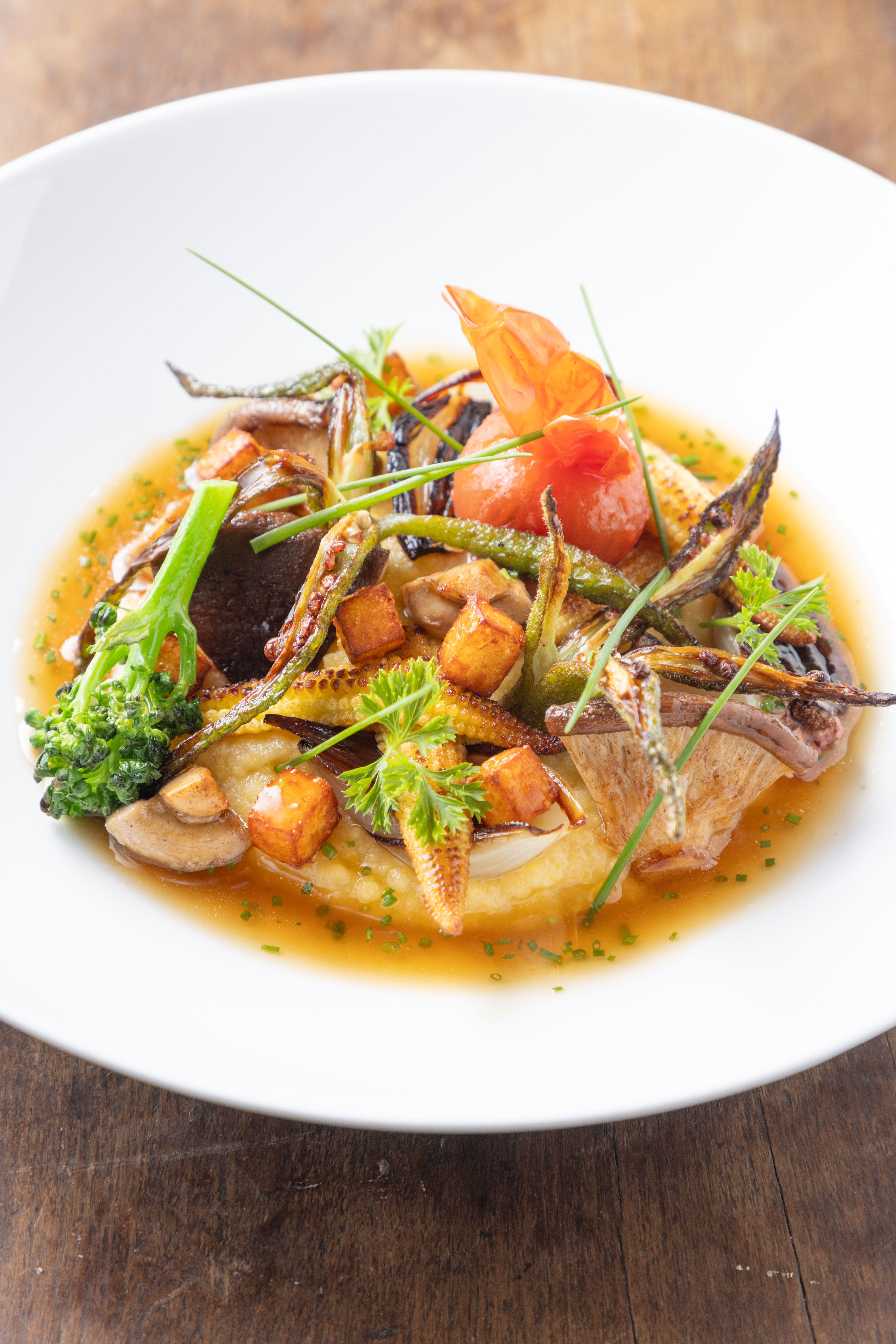 Cuscuz cremoso com legumes e cogumelos (R$119)