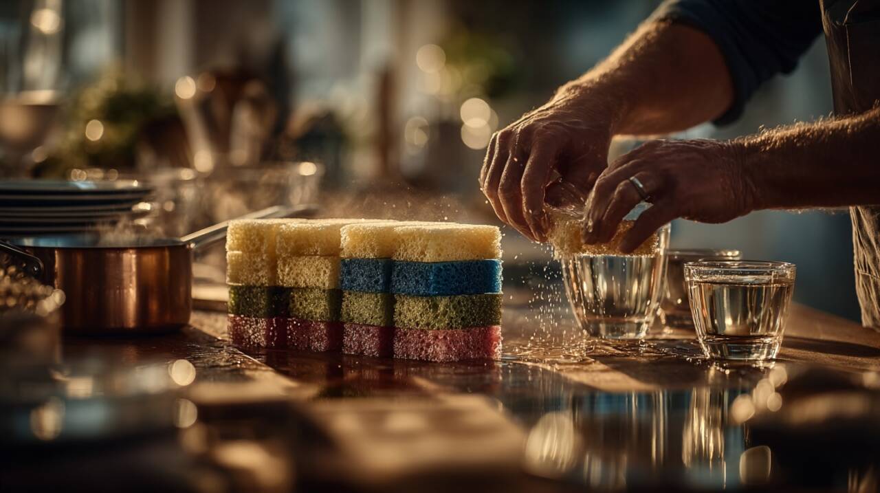 As esponjas de lavar louça são confeccionadas em diferentes cores