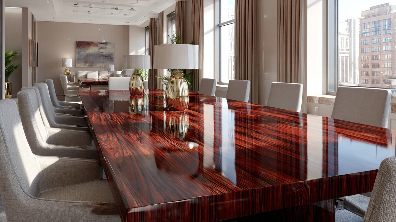 A preferência recente pelo mahogany vermelho está relacionada à busca por ambientes mais humanizados e confortáveis