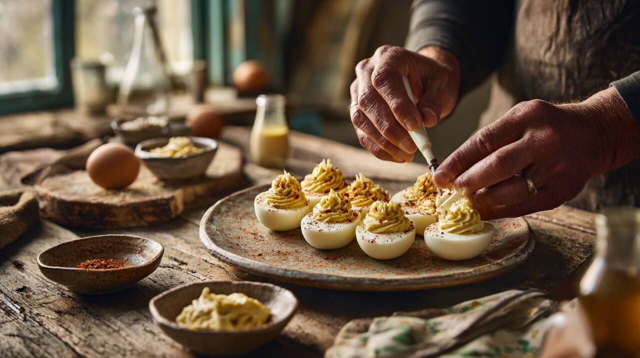 Para iniciar o preparo, é importante cozinhar os ovos por aproximadamente oito minutos.
