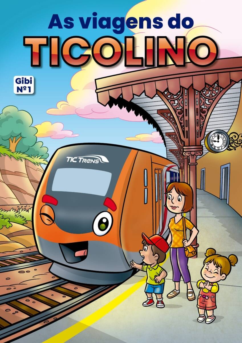 O gibi traz as aventuras de Ticolino, mascote criado pela TIC Trens