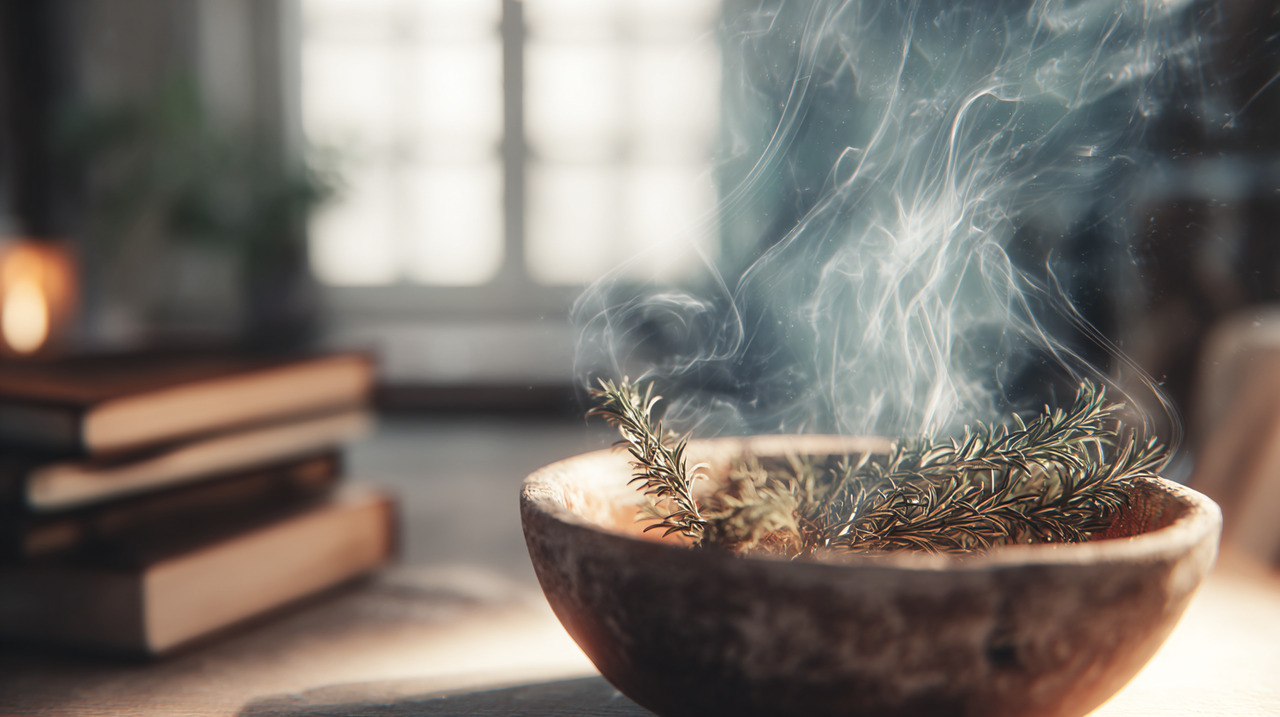 O cheiro intenso e levemente amargo da fumaça do alecrim atua como repelente natural