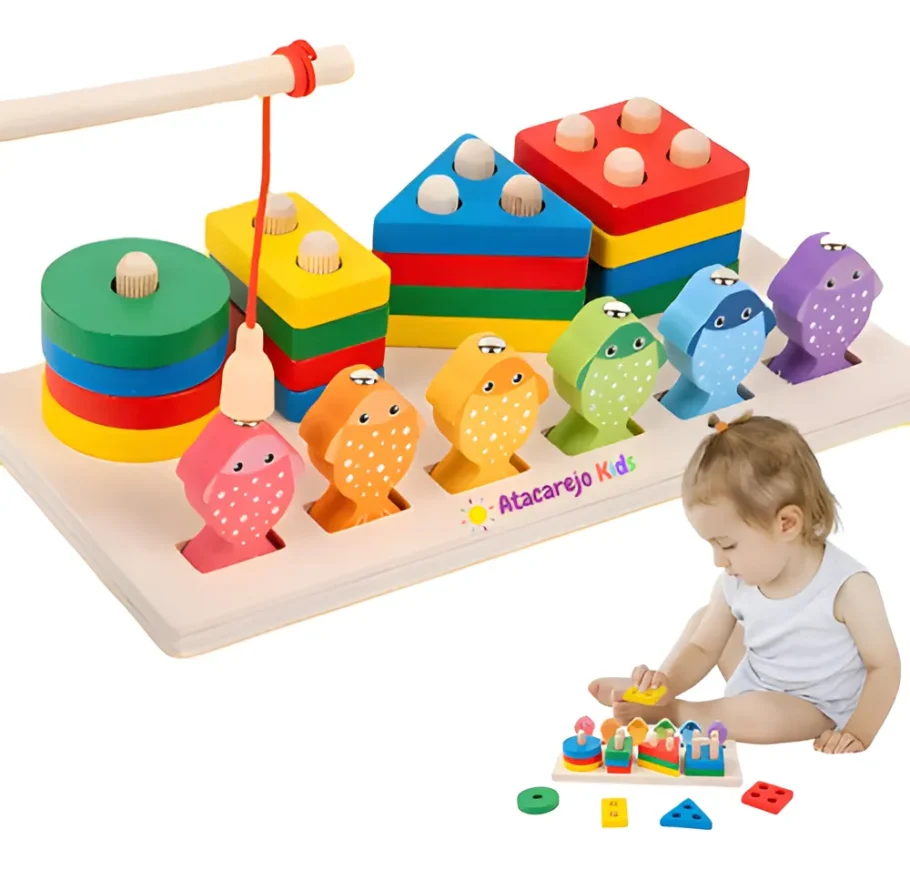 Brinquedo Educativo De Encaixe Madeira por apenas R$45,76