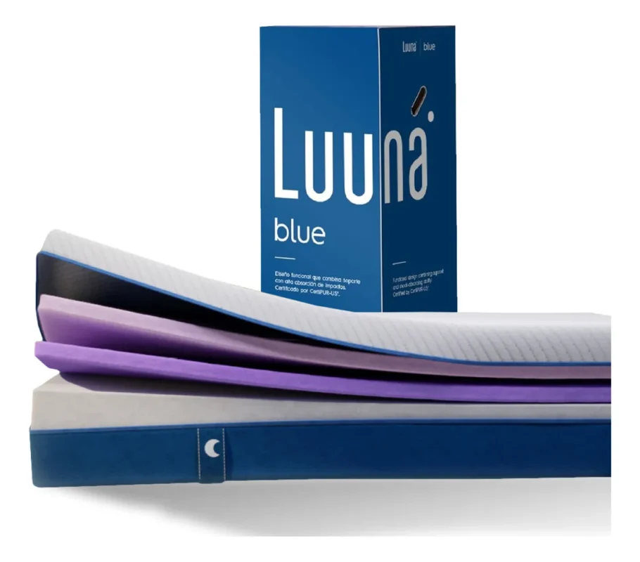 Colchão Luuna Blue Branco E Azul Casal 3 Espumas por R$ 1.538,05