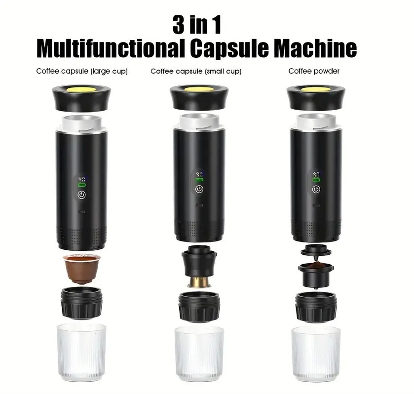 A máquina de café portátil custa R$377,47 na Temu