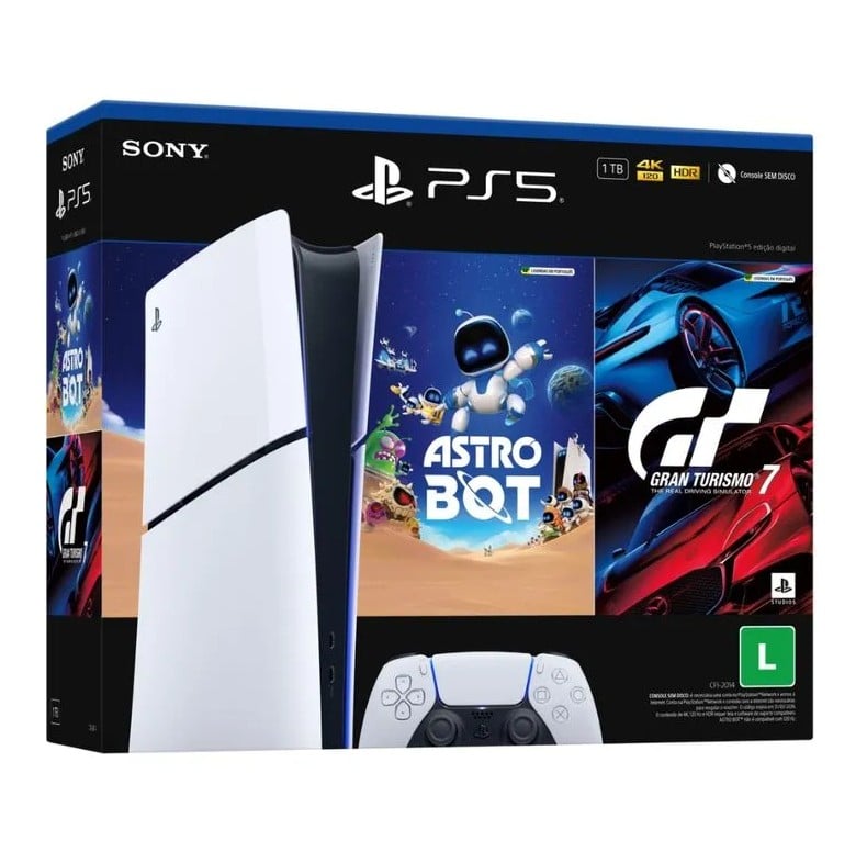 Compre seu PlayStation 5 slim com Astro Bot e Gran Turismo 7 com o menor preço em meses!