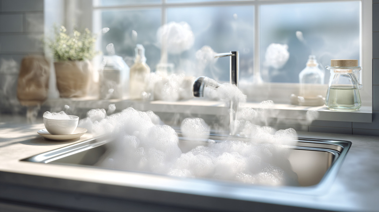 A combinação desses dois componentes cria uma reação química efervescente que quebra gorduras e resíduos acumulados nos canos