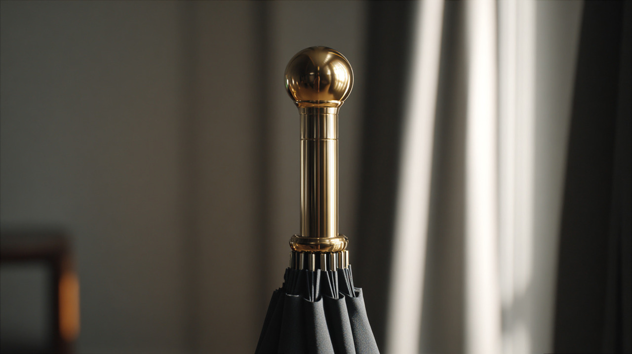 O topo metálico é fixado na parte superior do eixo do guarda-chuva e pode variar em formato