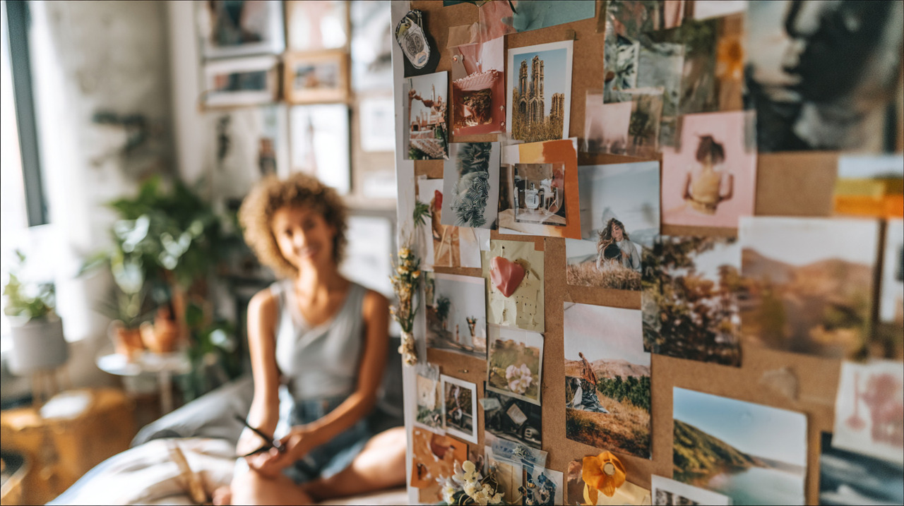 O painel de sonhos é um quadro montado com imagens, frases ou símbolos que representam objetivos e desejos pessoais