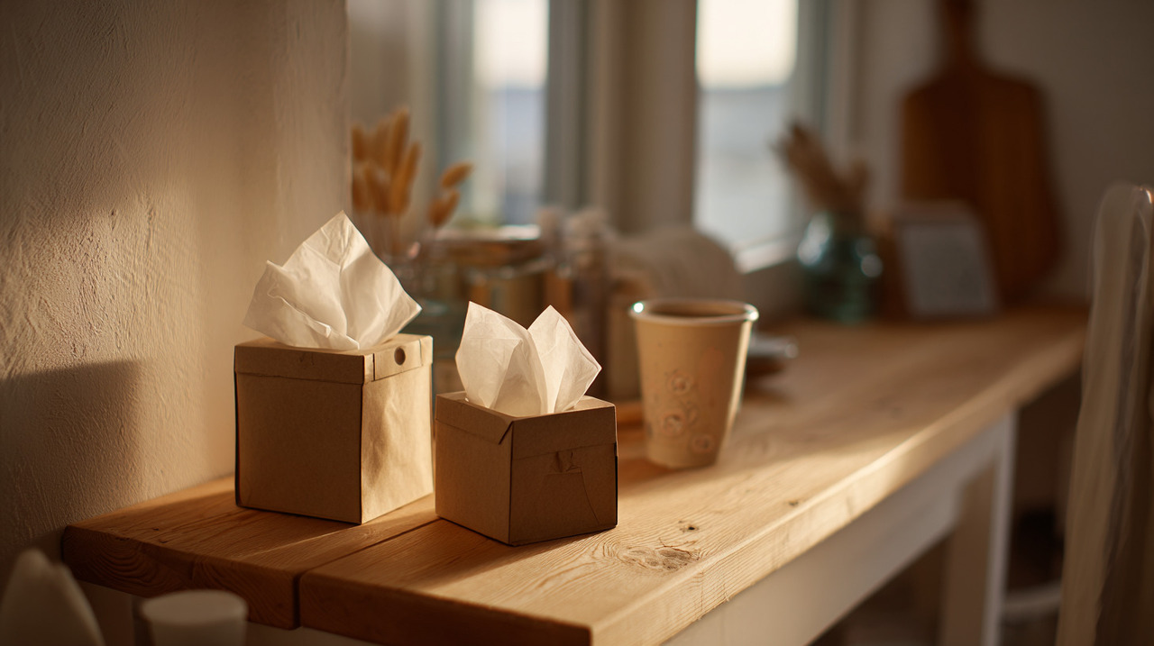 Corte um lenço de papel ao meio com uma faca... O modo de usar é "revelador" e "uma ótima ideia".