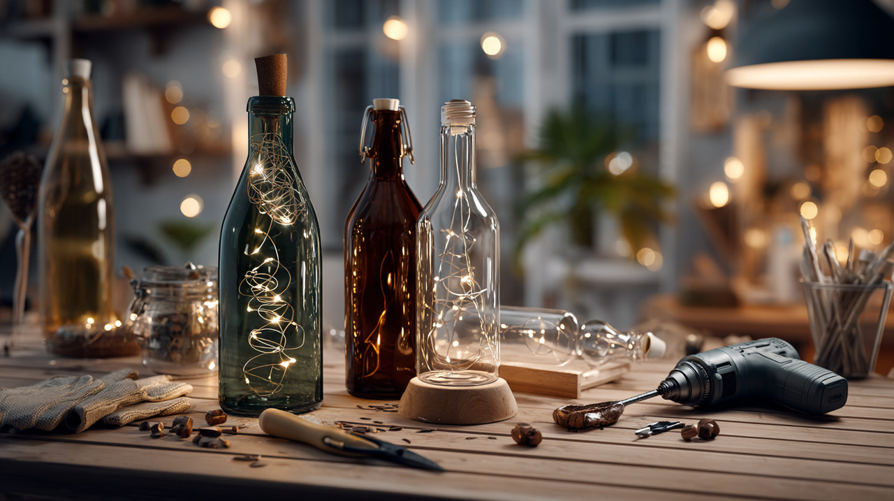 Antes de iniciar qualquer intervenção nas garrafas, é fundamental higienizá-las cuidadosamente para remover rótulos