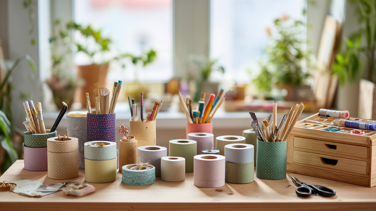Quando alguém escolhe utilizar rolos de papel para armazenar objetos, reduz-se a quantidade de lixo descartado e se economiza com itens organizadores