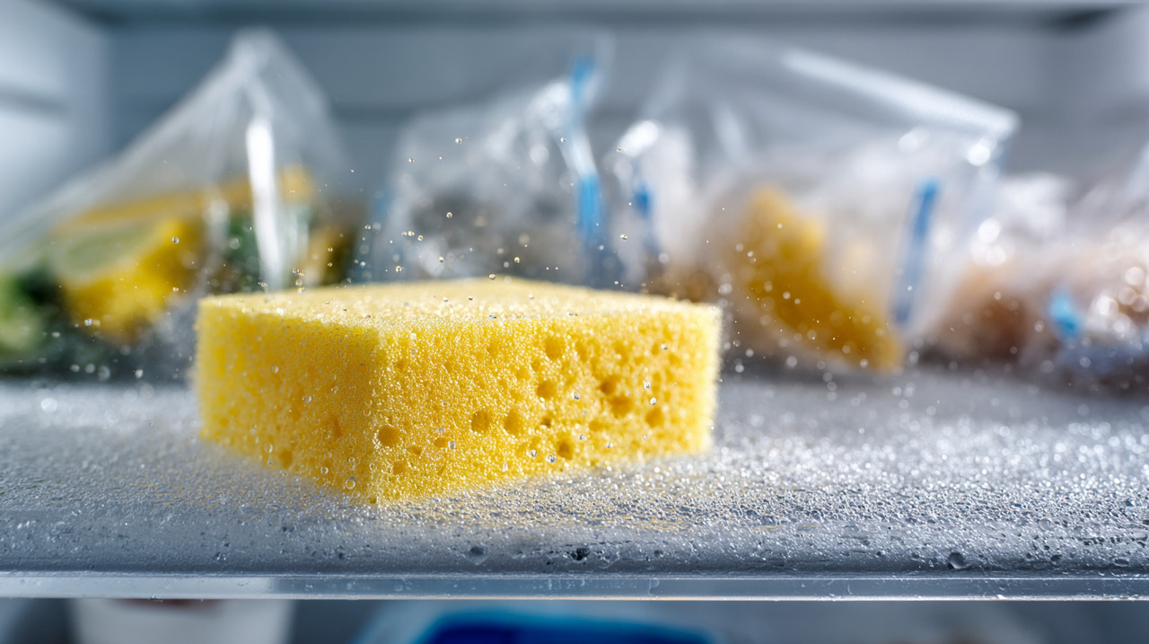 A estrutura porosa da esponja retém gotículas e vapor que se condensam nas superfícies frias