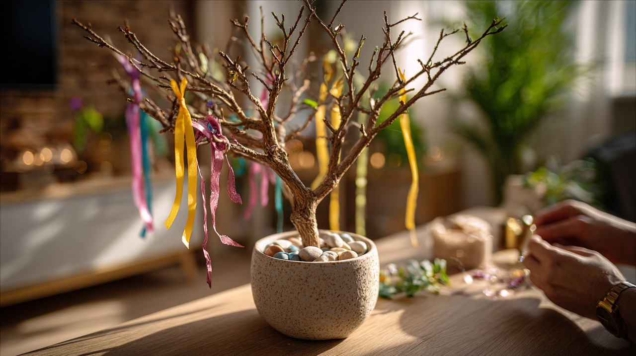 O ritual envolve a escolha de um galho seco, que será simbolicamente transformado em uma árvore repleta de desejos e bênçãos