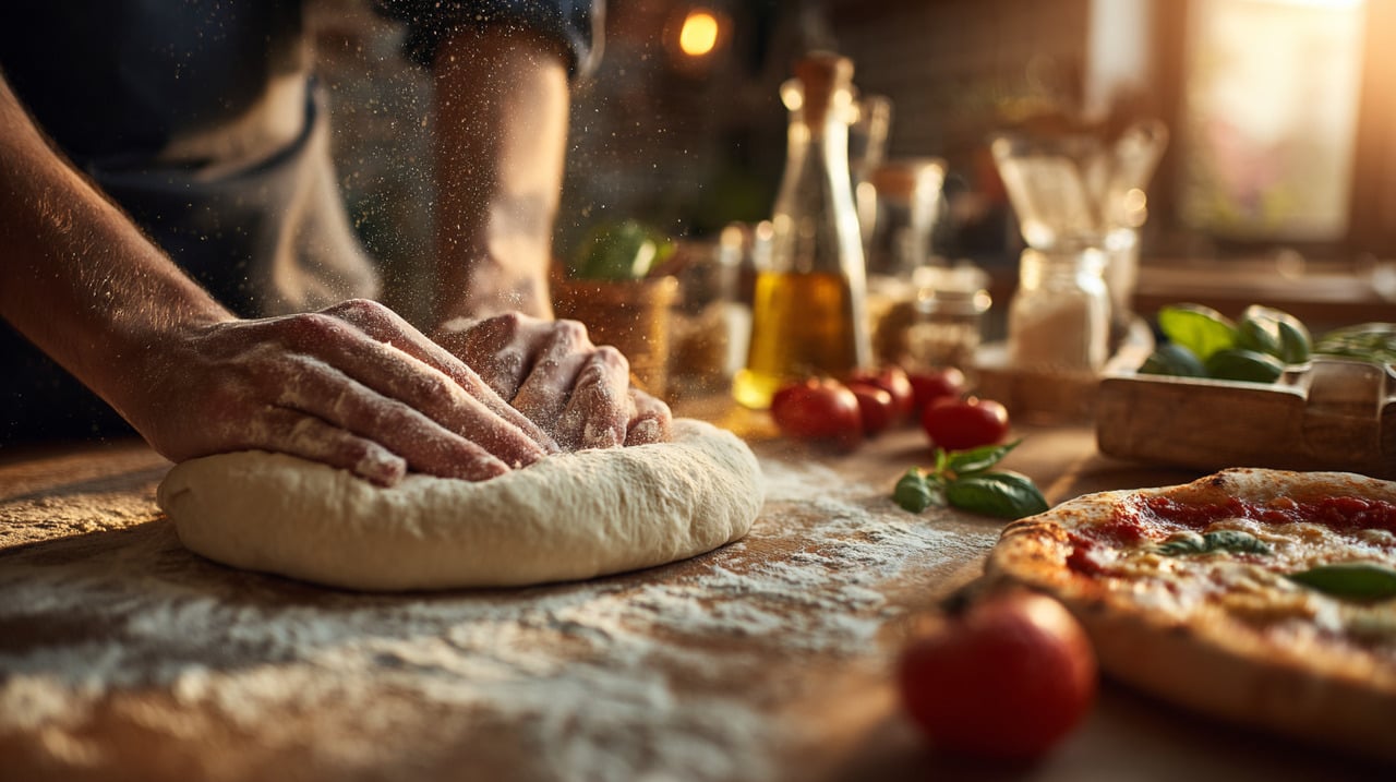 A base de uma boa pizza caseira começa com ingredientes simples e de qualidade