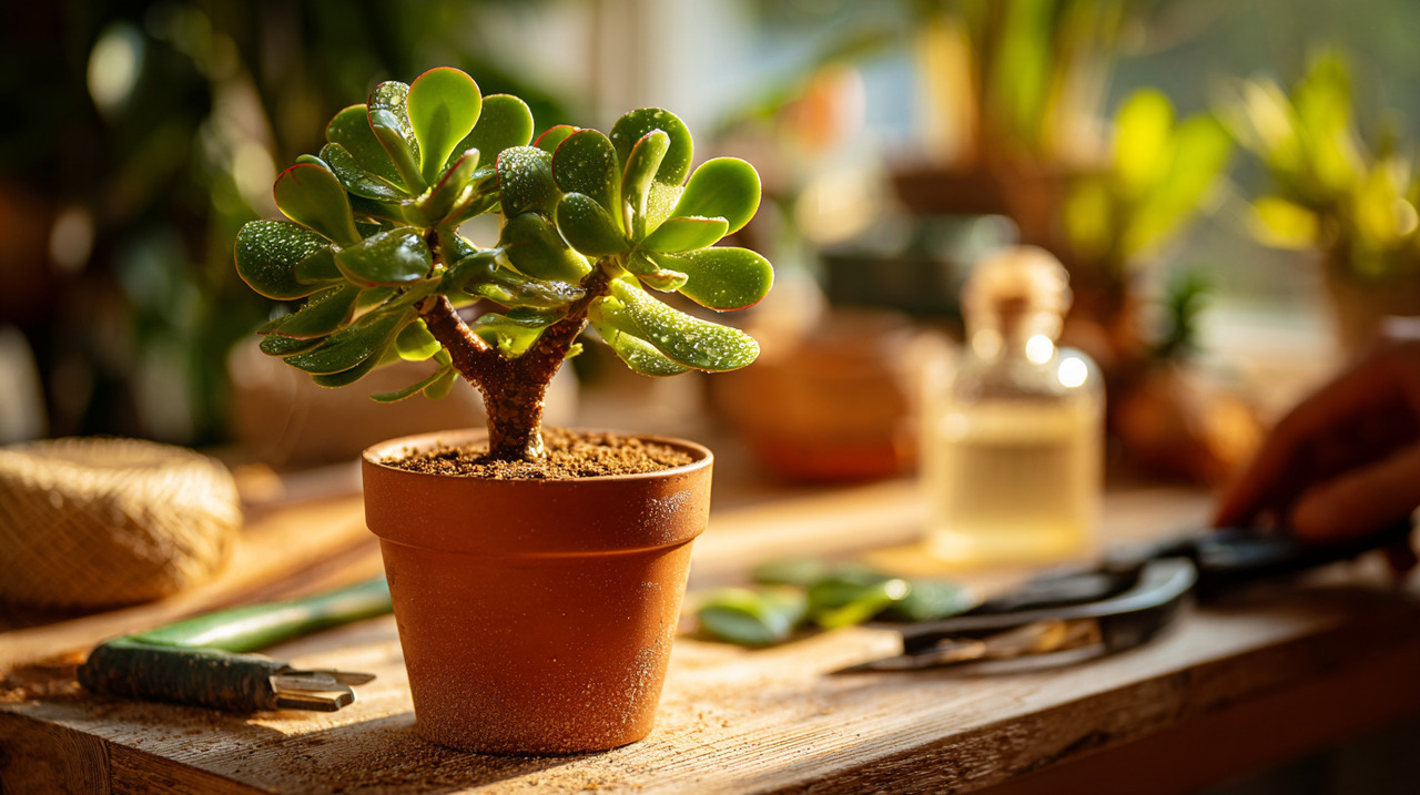 Durante a primavera, a árvore de jade retoma seu ritmo de crescimento após o inverno