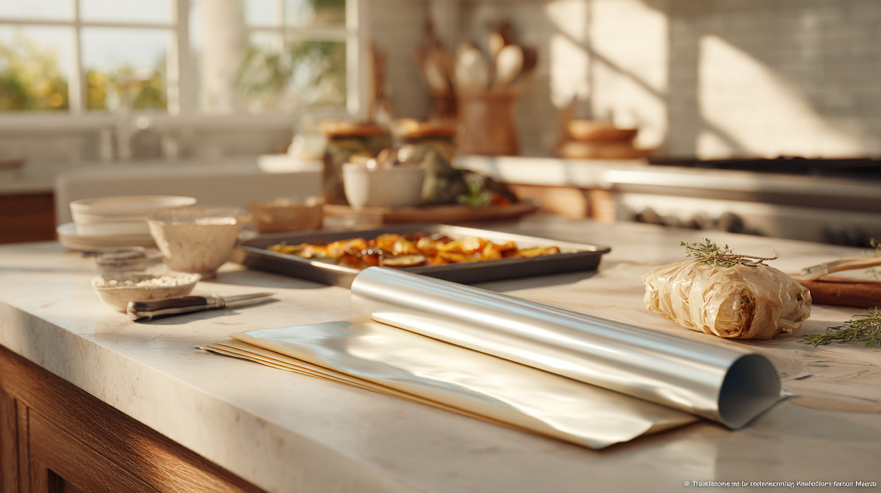 Em preparos assados, posicionar o lado brilhante junto à comida permite que mais calor seja refletido de volta, acelerando o cozimento