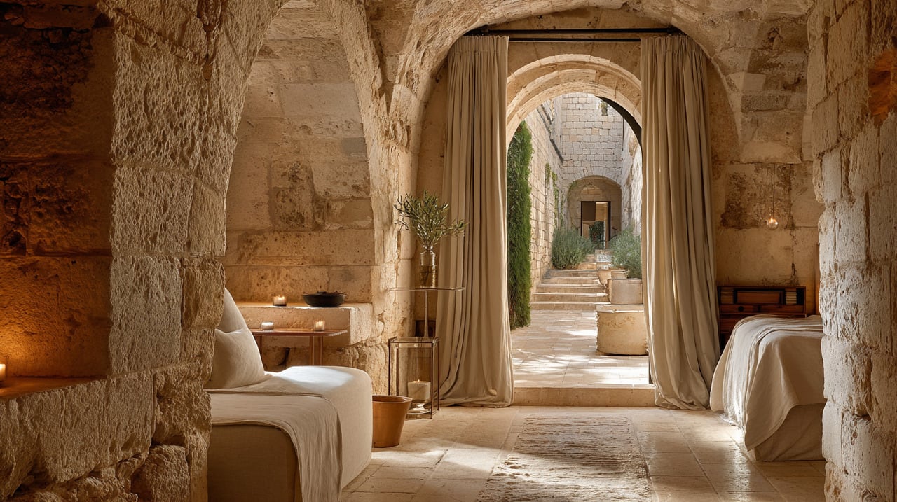 Foi adotada uma intervenção discreta, que não confronta o edifício antigo, mas se harmoniza com ele