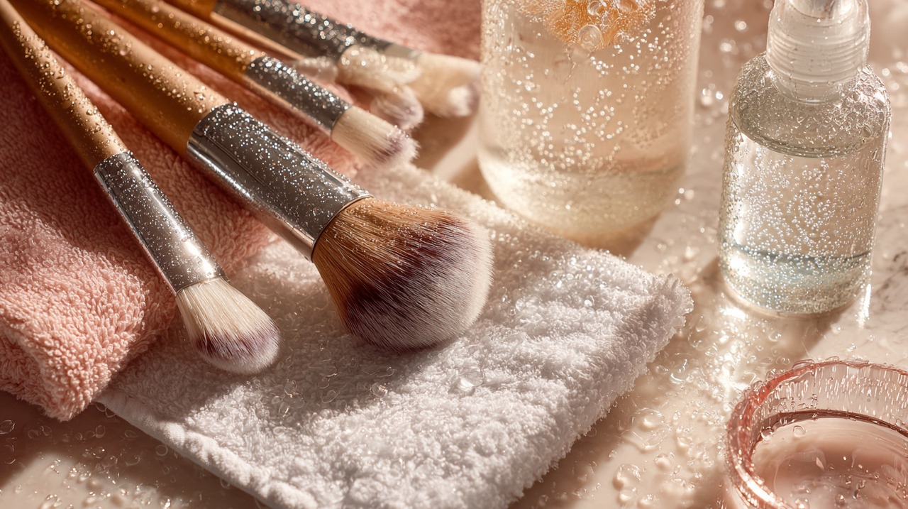 Um truque eficaz e simples para limpar pincéis de maquiagem envolve o uso de shampoo de bebê ou limpador facial suave com água morna