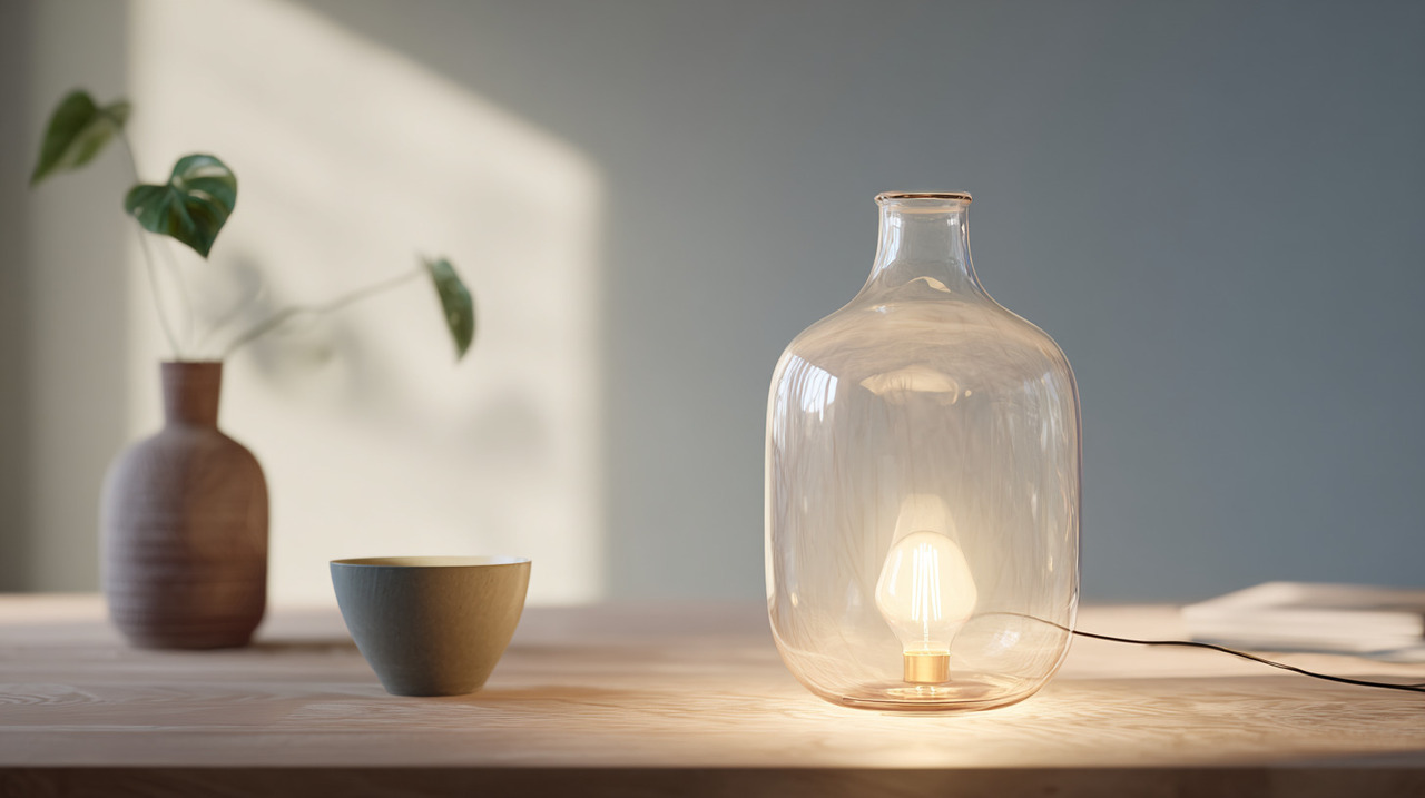 O uso de garrafas de vidro em luminárias agrega valor ecológico e estético à decoração