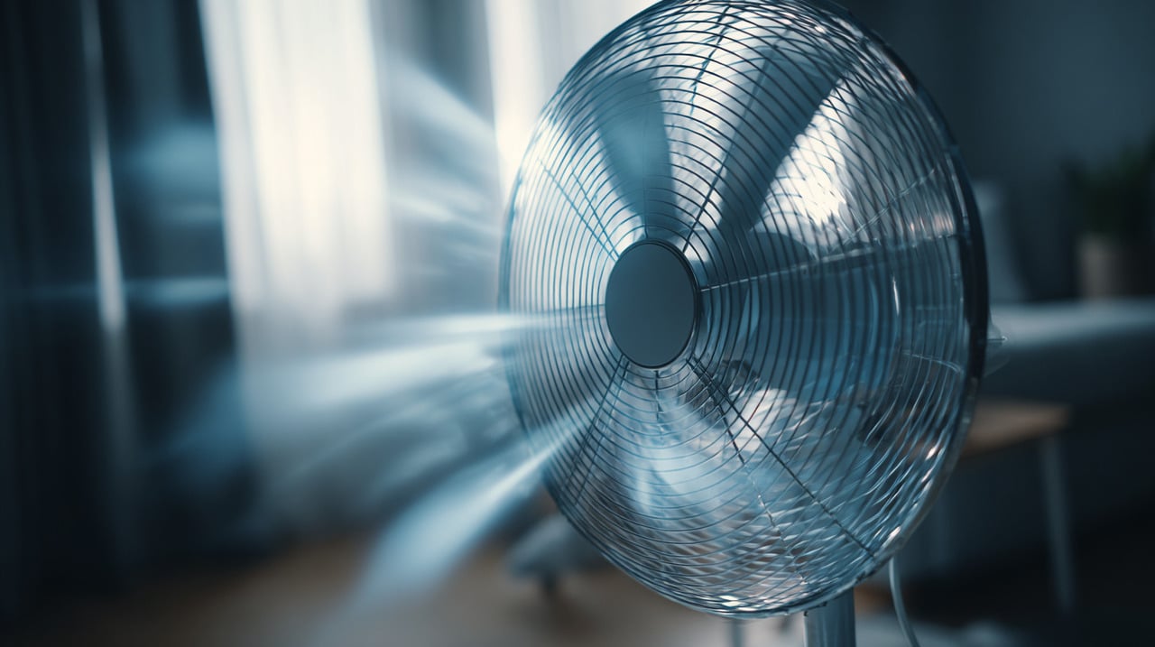 A energia elétrica é usada para movimentar o motor do ventilador