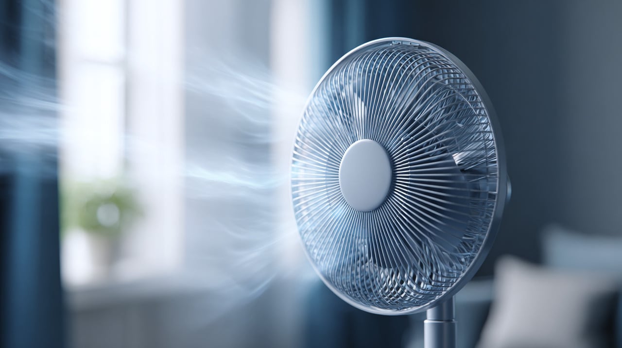 A energia elétrica é usada para movimentar o motor do ventilador