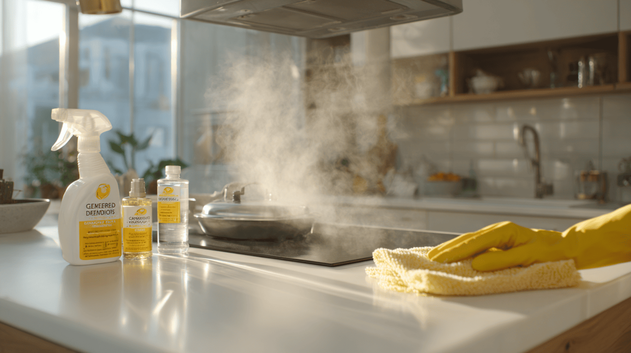 Durante a preparação das refeições, as partículas de óleo resultantes do cozimento se espalham pelo espaço