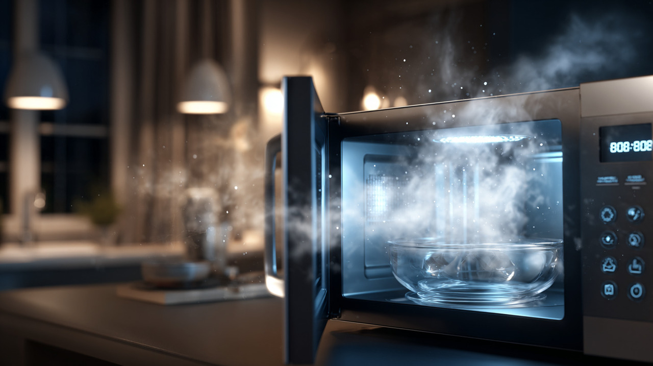A tecnologia de autolimpeza presente em micro-ondas aplica vapor ou aquecimento controlado para remover sujeiras internas