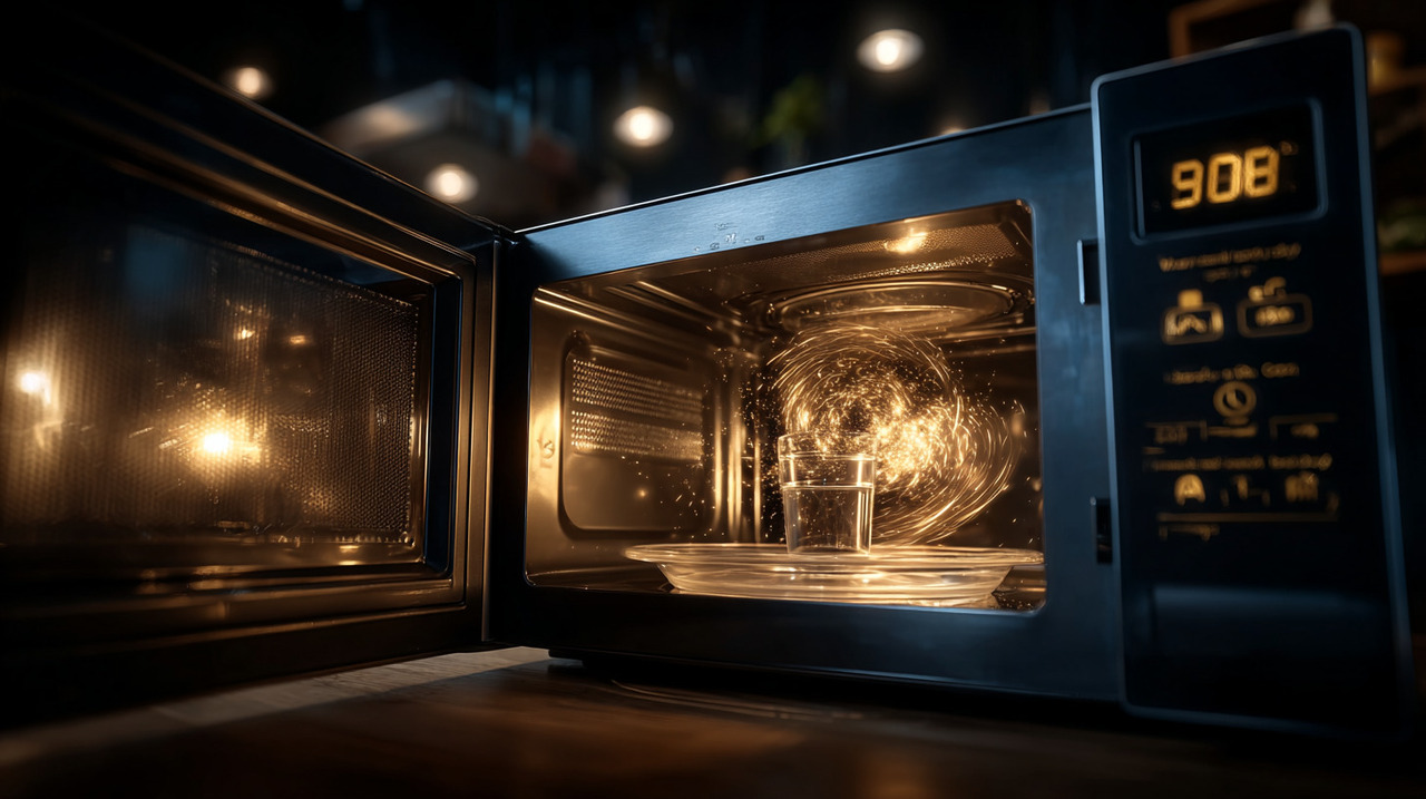 No interior do forno de micro-ondas, a energia é transmitida em forma de ondas eletromagnéticas