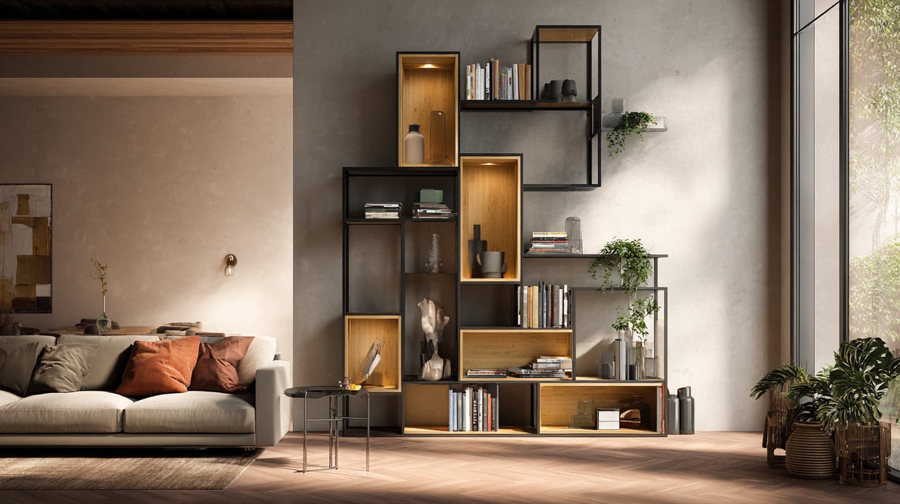 Ao se diferenciar das estantes convencionais, as versões modernas trazem formatos inusitados e uso de materiais que fogem dos padrões antigos