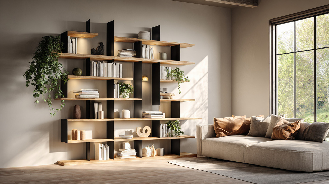 Ao se diferenciar das estantes convencionais, as versões modernas trazem formatos inusitados e uso de materiais que fogem dos padrões antigos