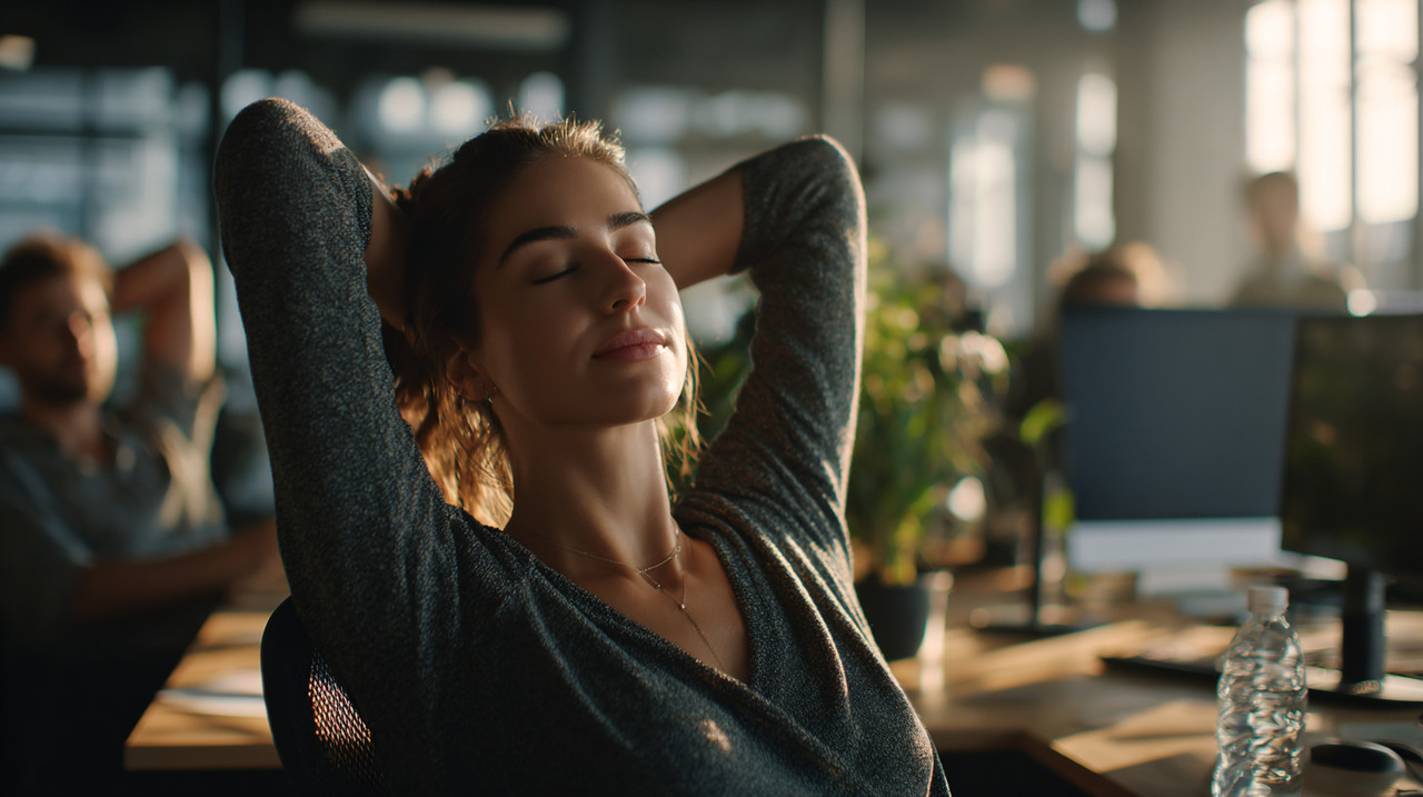 Alongamentos de escritório são ideais, já que podem ser realizados sentado ou em pé e não exigem equipamentos