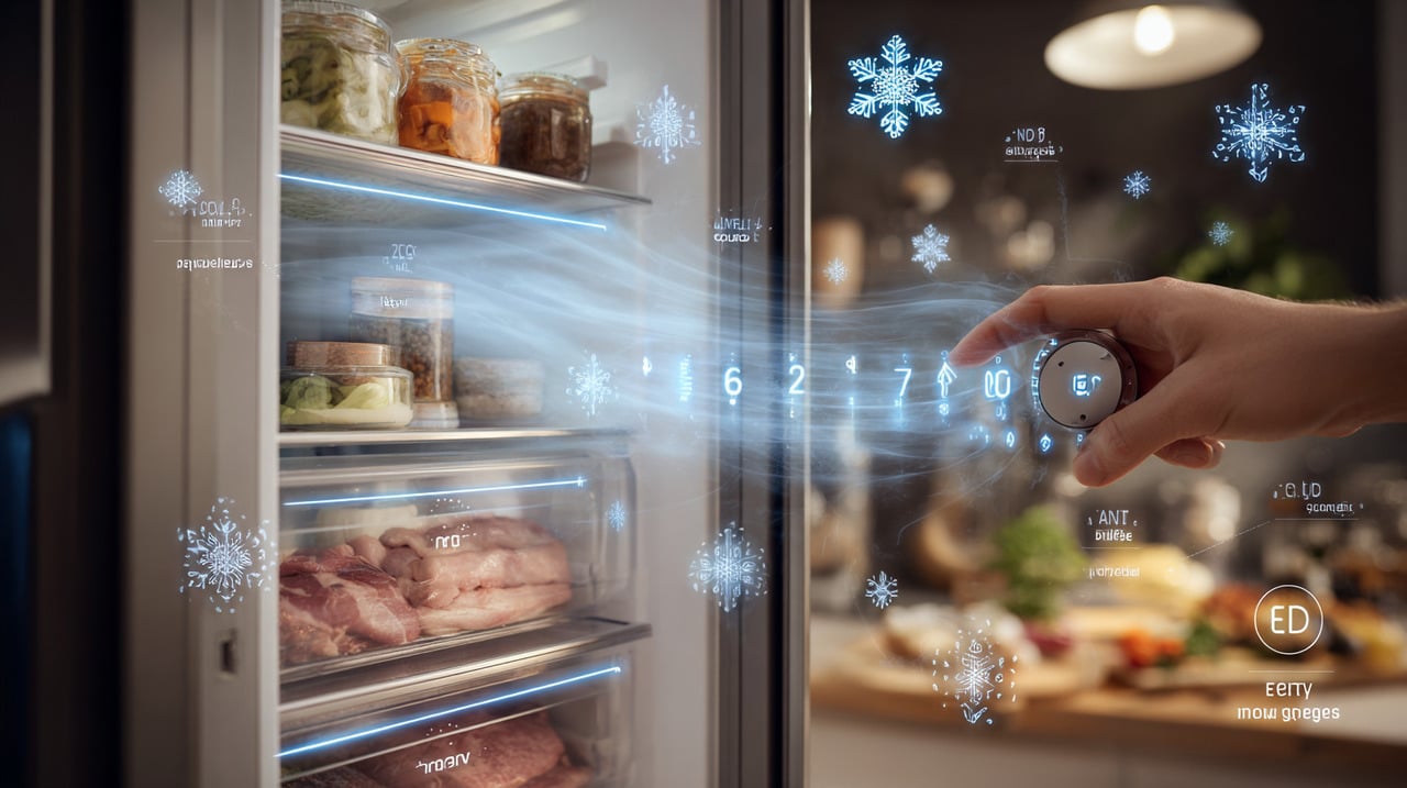 O seletor numerado de um a cinco ou sete representa a intensidade de funcionamento do compressor